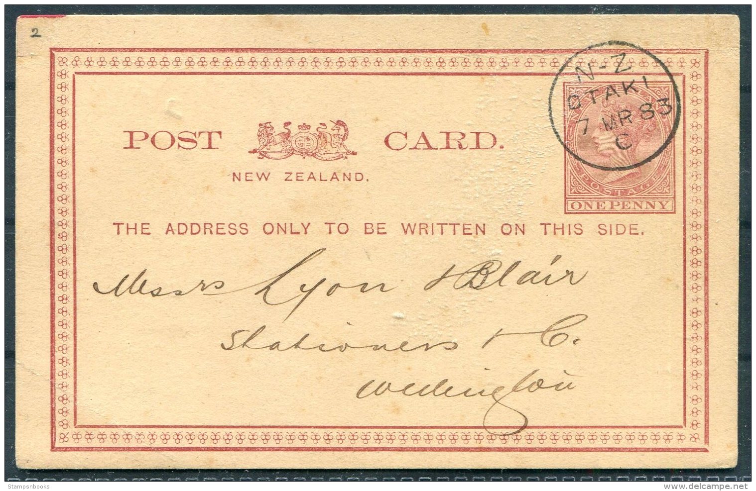 1893 New Zealand 1d Stationery Postcard Otaki - Wellington - Covers & Documents