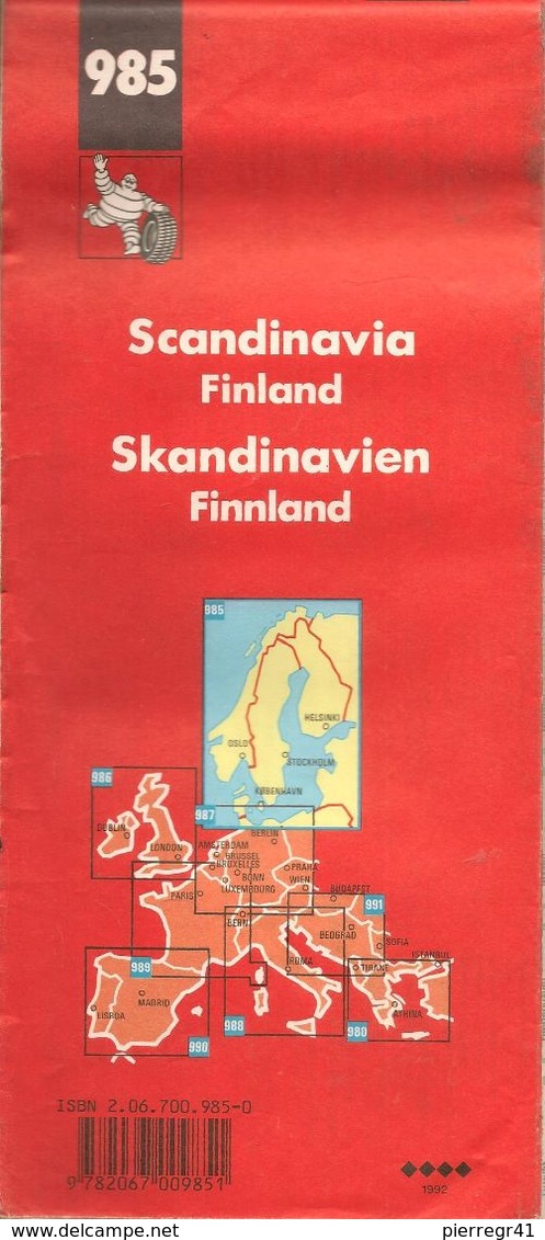 CARTE-ROUTIERE-MICHELIN-N °985-1992 3e Edit-SCANDINAVIE/FINLANDE-Comme Neuve -TBE - Cartes Routières