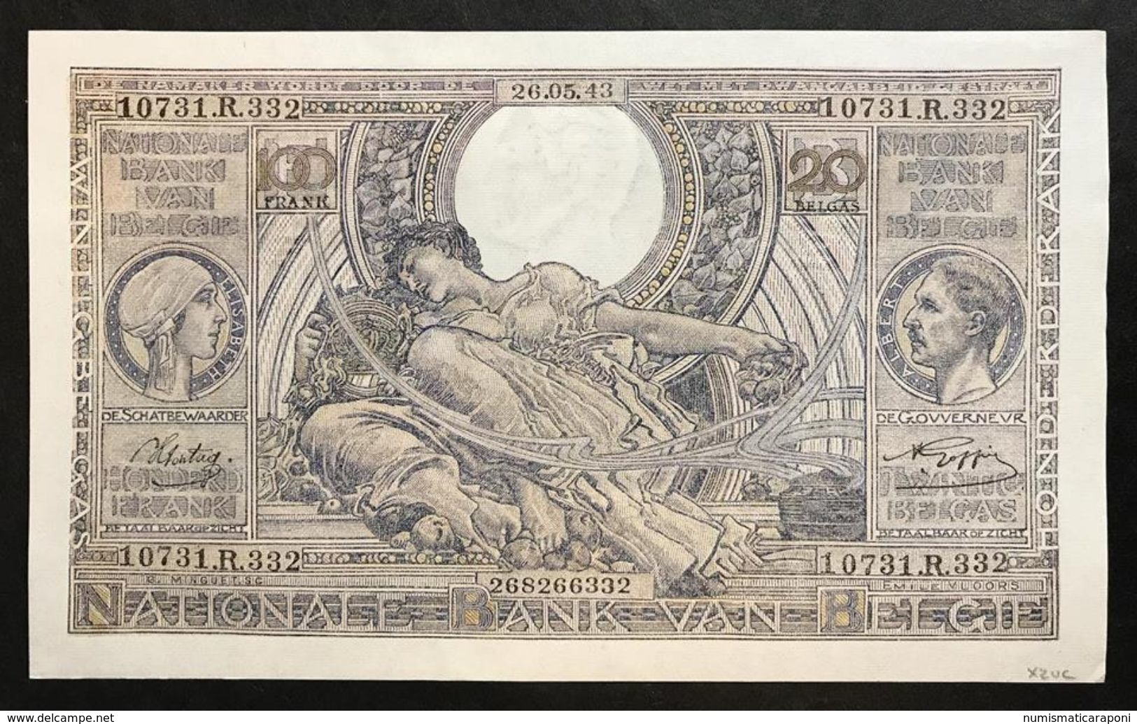 Belgio Belgium  100 Francs - 20 Belgas 26 05 1943 Q.fds Lotto 1935 - Other & Unclassified