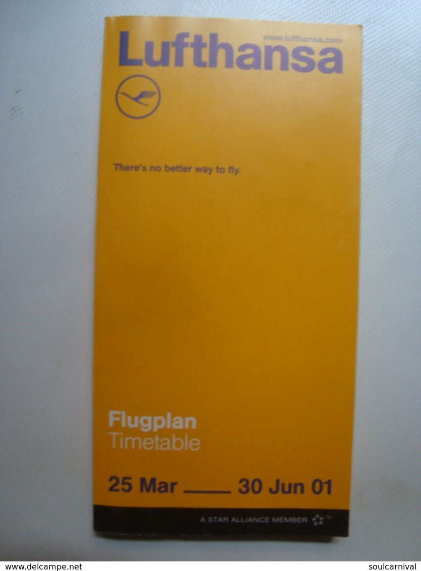 LUFTHANSA FLUGPLAN / TIMETABLE 25 MAR-30 JUN 2001 - DEUTSCHLAND, GERMANY. - Zeitpläne