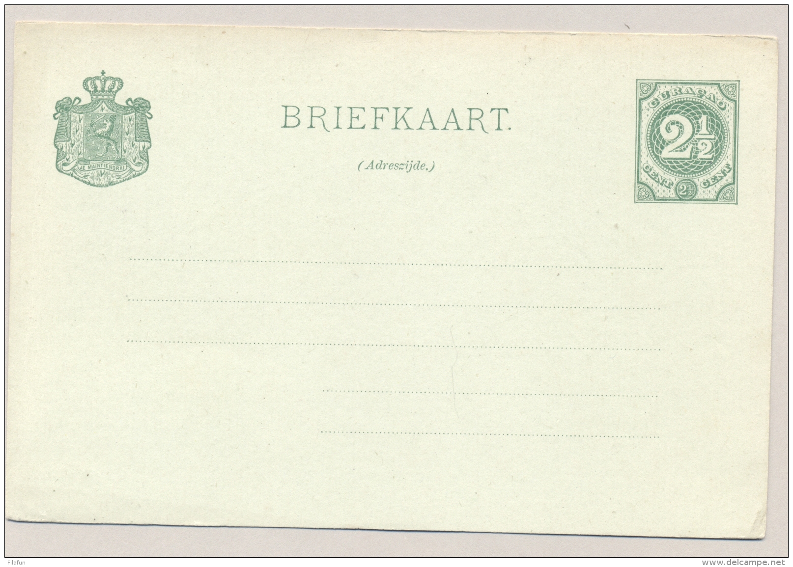 Curacao - 1892 - 2,5 Cent Cijfer, Briefkaart G9 / H&amp;G 9 - Not Used - Curaçao, Nederlandse Antillen, Aruba