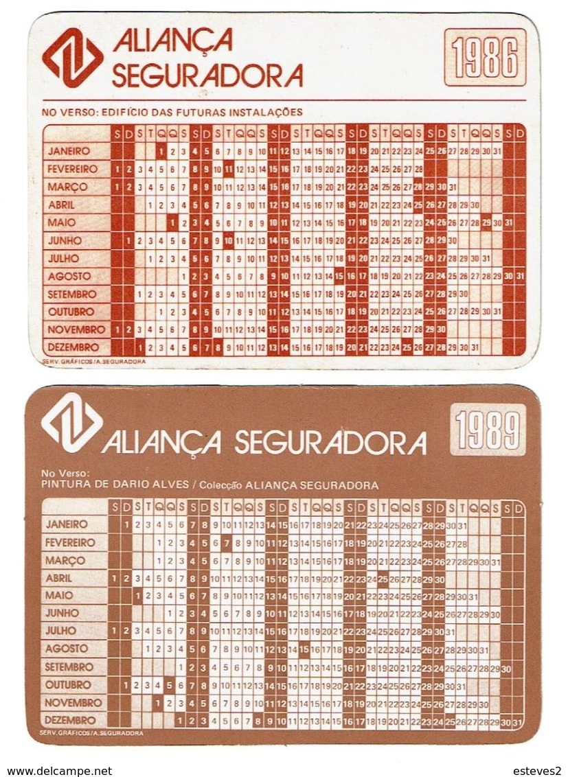 Portugal ,  ALIANÇA SEGURADORA ,  1986 , 1989 , Calendar , Calendrier , Insurance , Assurance , Seguros - Formato Piccolo : 1981-90