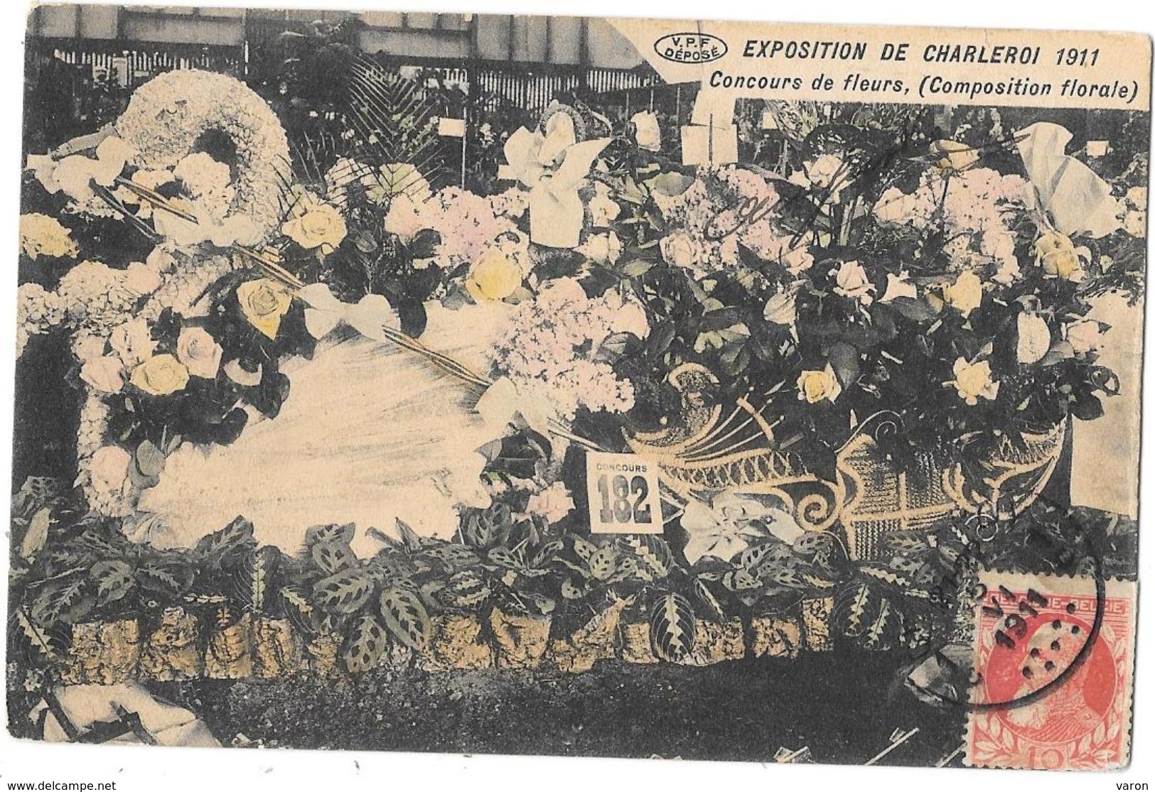 Belgique - CHARLEROI -Carte Officielle EXPOSITION De CHARLEROI 1911-CONCOURS DE FLEURS(composition Florale) CYGNE ATTELE - Charleroi