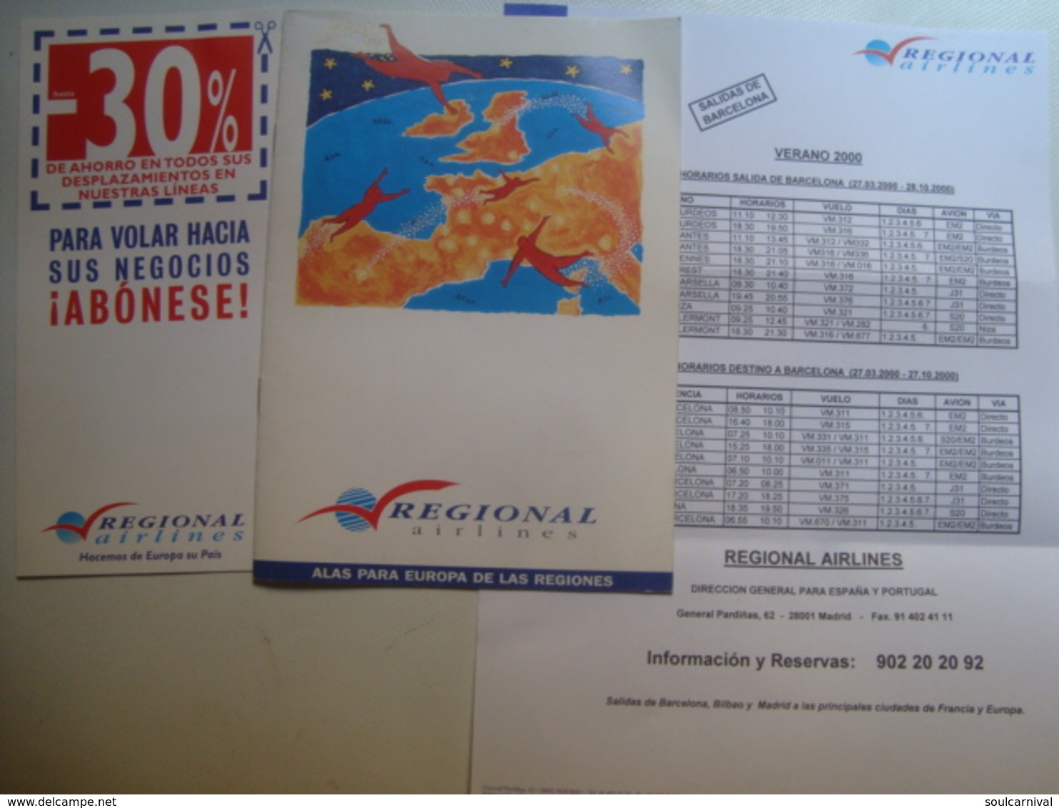 REGIONAL AIRLINES - 1999 APROX. - Horarios