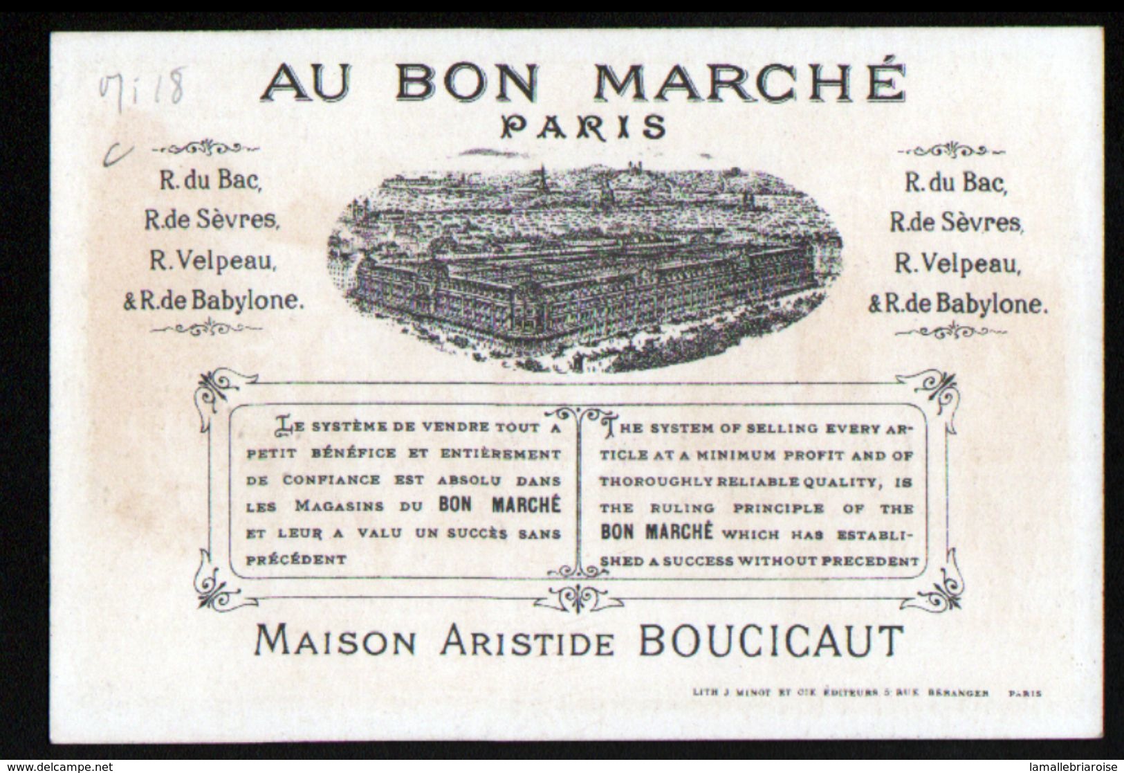 Chromo Au Bon Marche, MI1, Ministere De La Guerre - Au Bon Marché