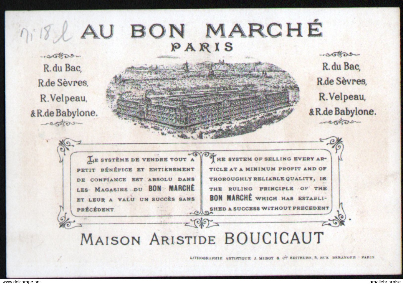 Chromo Au Bon Marche, MI1, Annam Et Tonkin - Au Bon Marché