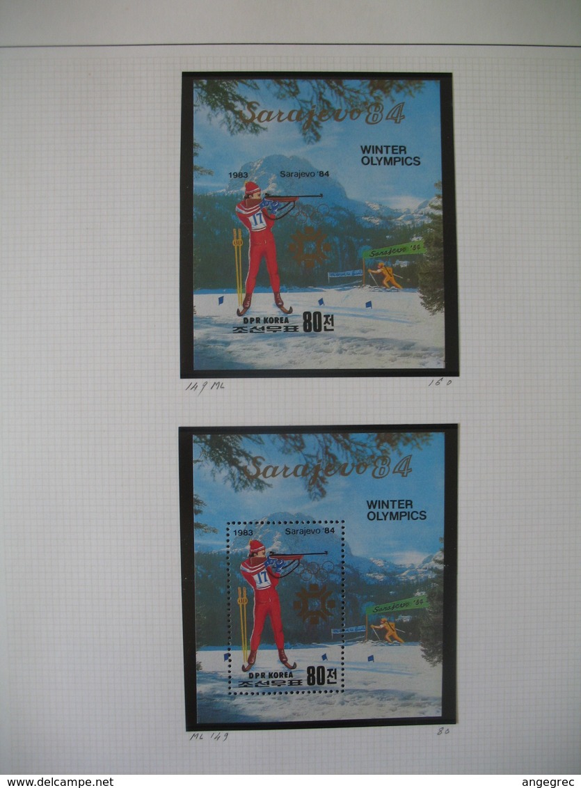 Corée Koréa    Neuf ** MNH   1983  Dentelé Et Non Dentelé / Imperf - Hiver 1984: Sarajevo