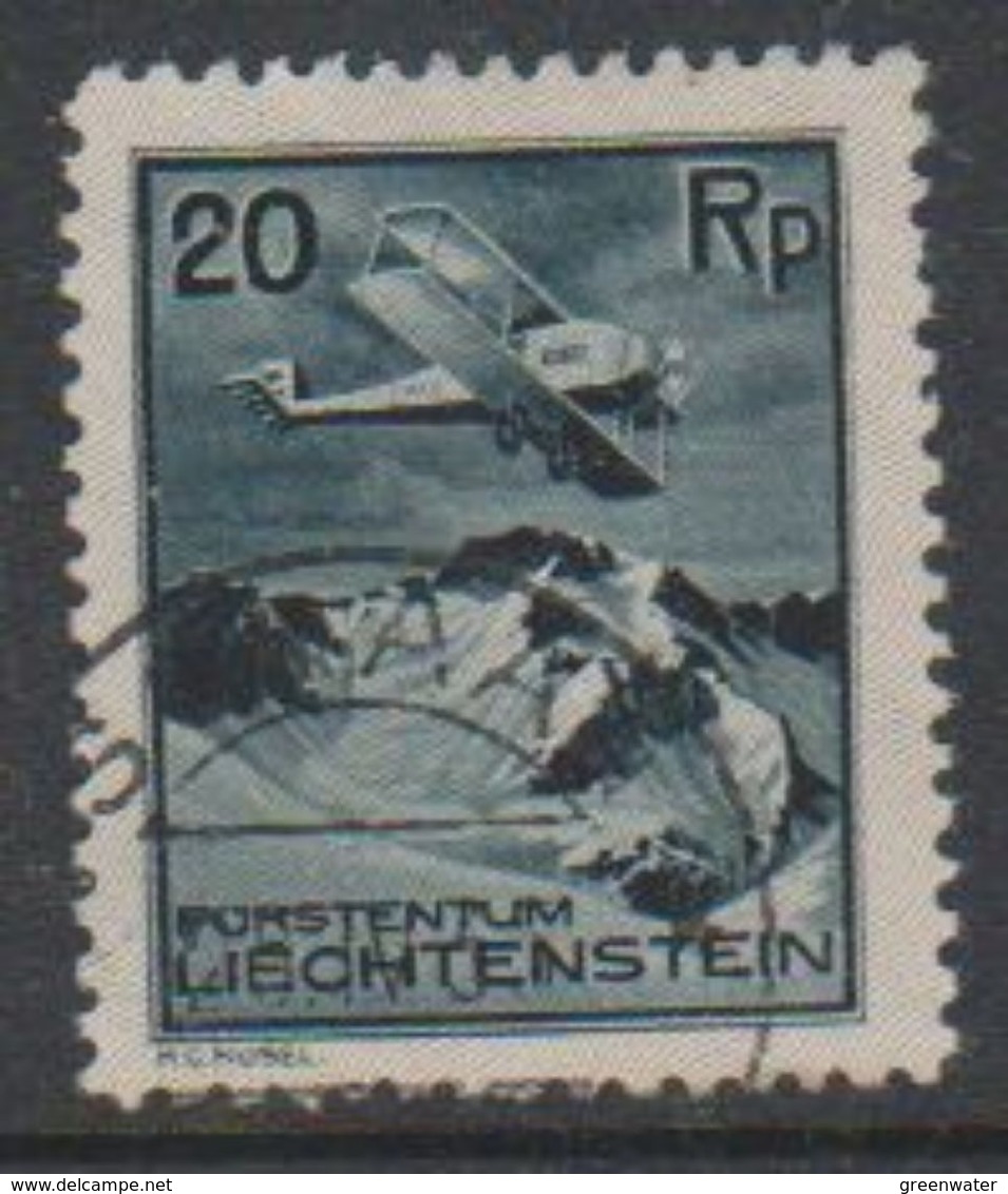 Liechtenstein 1930 Airmail 20Rp Used Ca Schaan (39544R) - Air Post