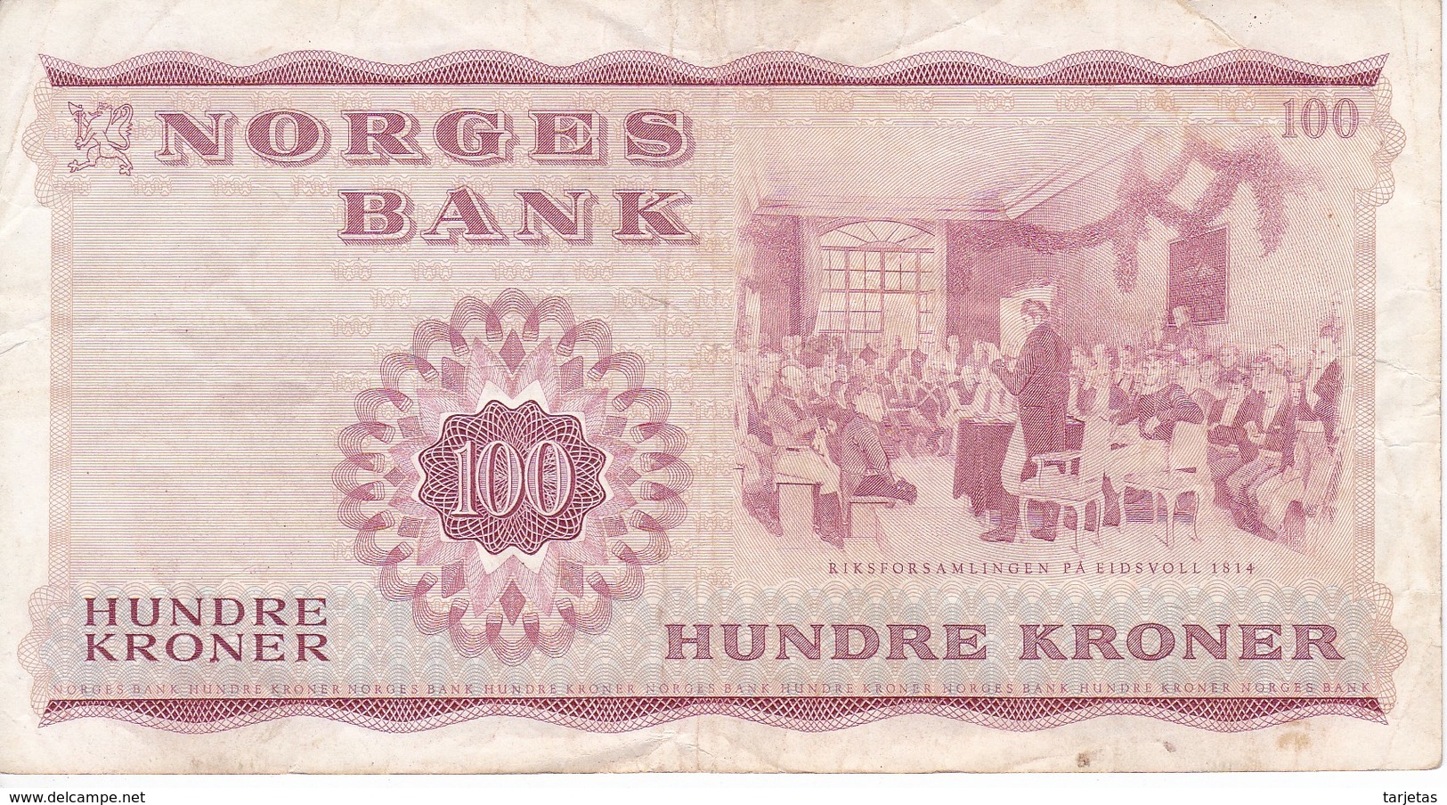 BILLETE DE NORUEGA DE 100 KRONER DEL AÑO 1975  (BANKNOTE) - Norvegia