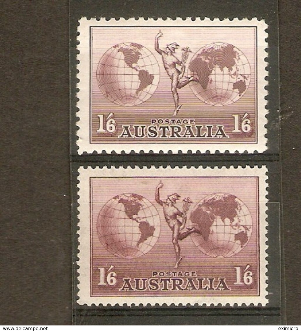 AUSTRALIA 1934 1s 6d  SG 153 PERF 11 + 1948 1s 6d  SG 153b  PERF 13½ X 14 THIN ROUGH ORDINARY PAPER VLMM Cat £52+ - Mint Stamps