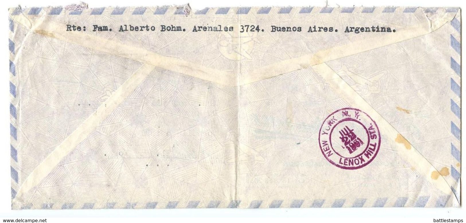 Argentina 1961 Registered Airmail Cover Buenos Aires To U.S. W/ Scott 698 Nahuel Huapi Lake - Covers & Documents