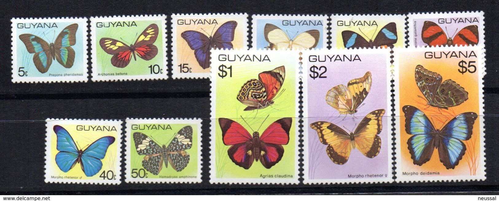 Serie  Nº 522/33 Guyana - Butterflies