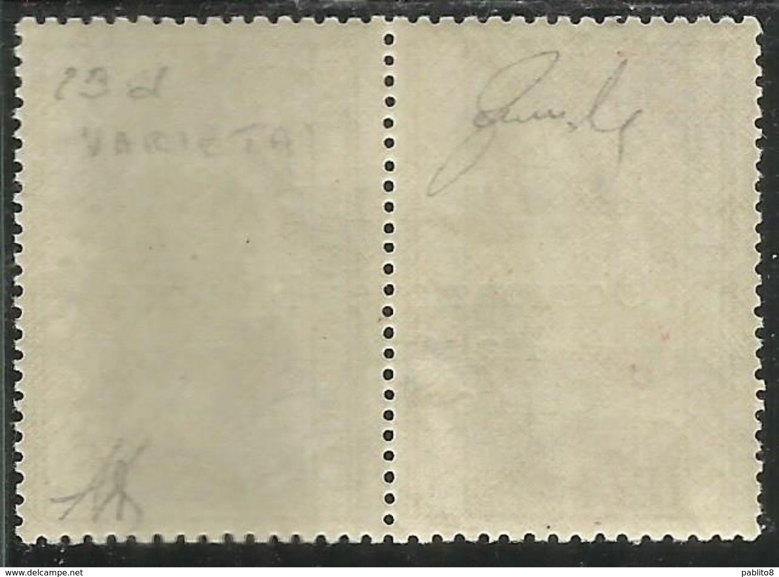 CEFALONIA E ITACA 1941 PREVIDENZA SOCIALE DEL 1939 VARIETÀ SOPRASTAMPA CAPOVOLTA VARIETY DRACME 10d + 10 D MNH SIGNED - Cefalonia & Itaca