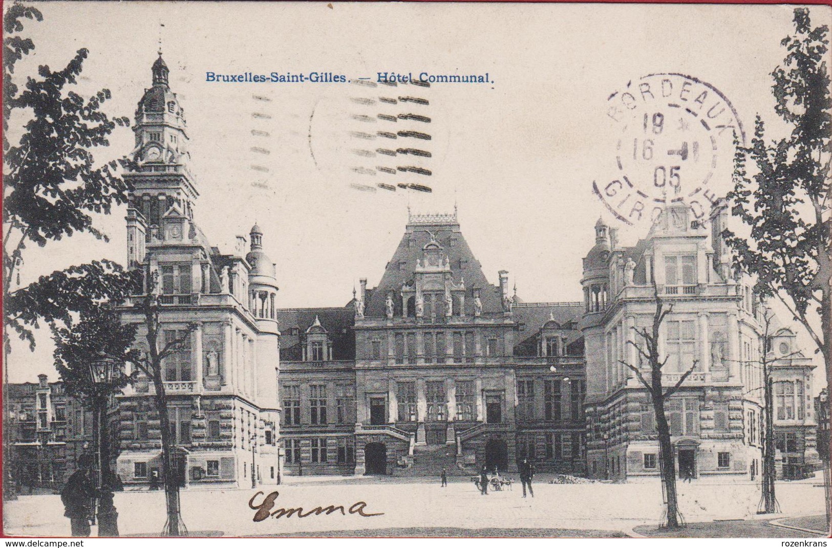 Brussel Bruxelles St-Gillis Gilles Saint Hotel Communal RARE ZELDZAAM Geanimeerd 1905 Vers Bordeaux - St-Gilles - St-Gillis