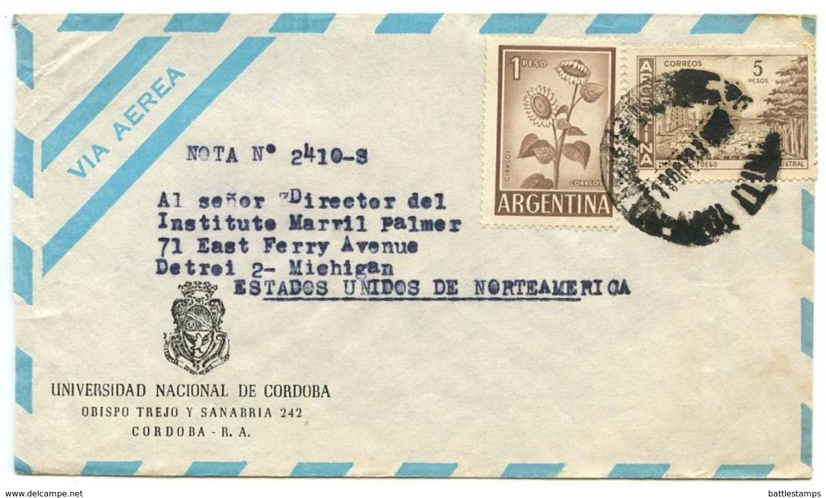 Argentina 1960‘s Airmail Cover Cordoba - Universidad Nacional De Cordoba - Covers & Documents