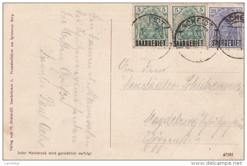 Deutsches Reich Saargebiet Postkarte 1921 - Sonstige & Ohne Zuordnung