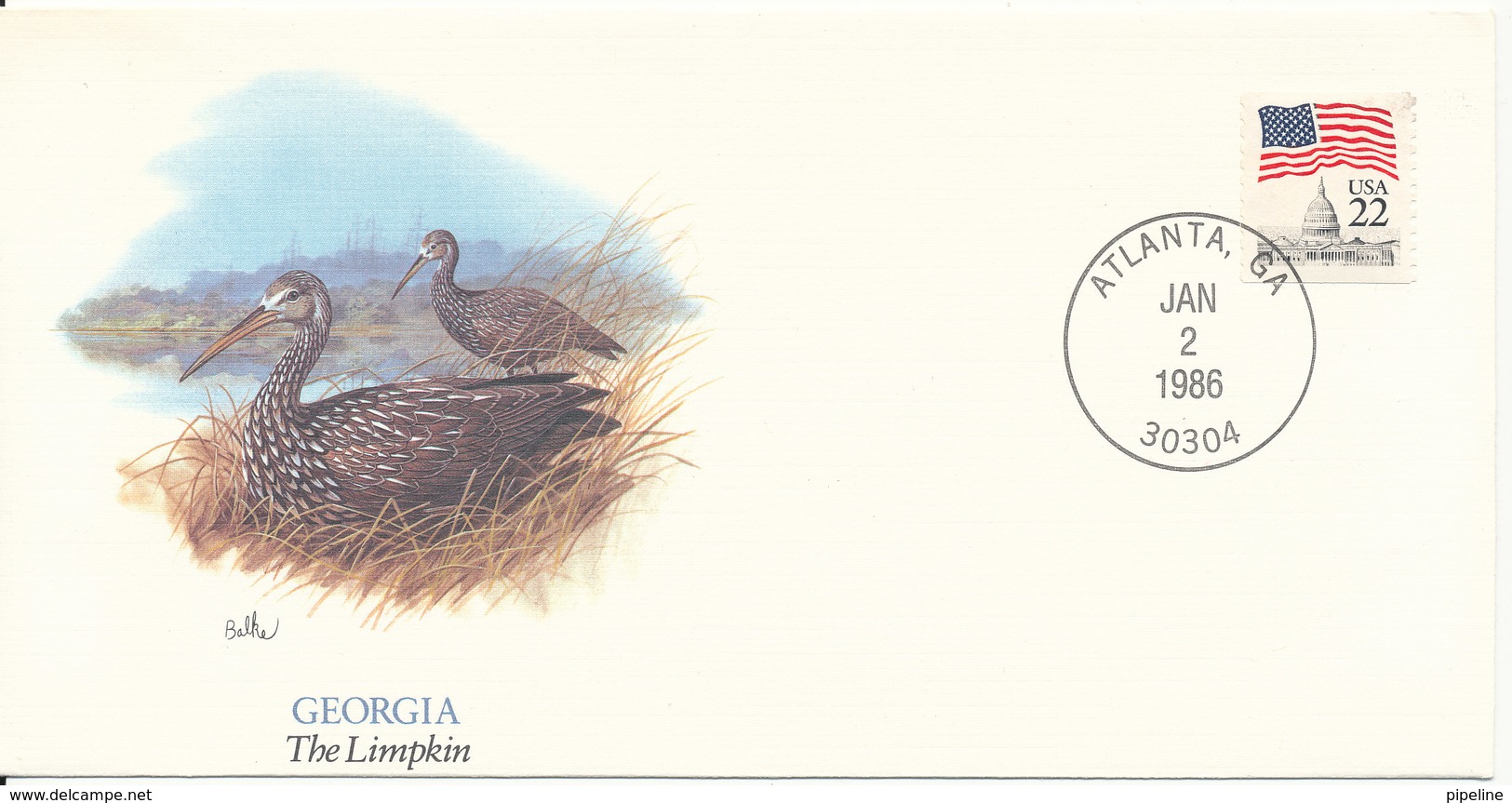 USA Cover Atlanta GA. 2-1-1986 Georgia The Limpkin With Cachet - Event Covers