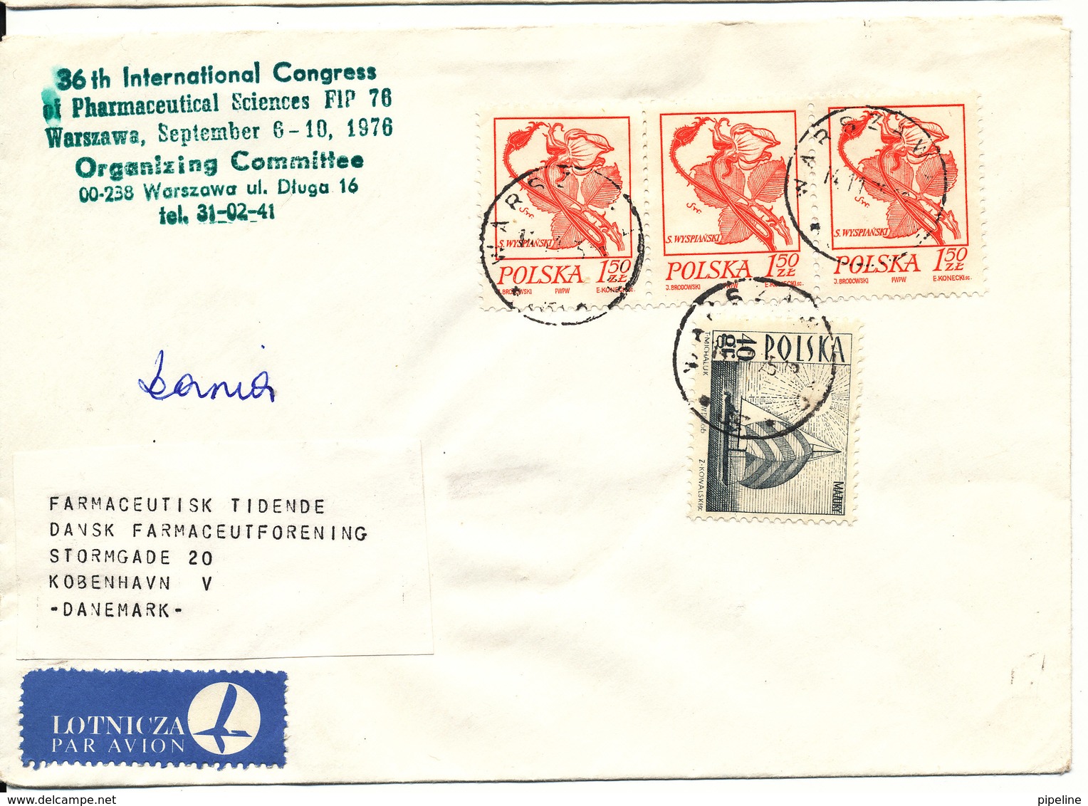 Poland Cover Sent Air Mail To Denmark Warszawa 14-11-1975 - Covers & Documents