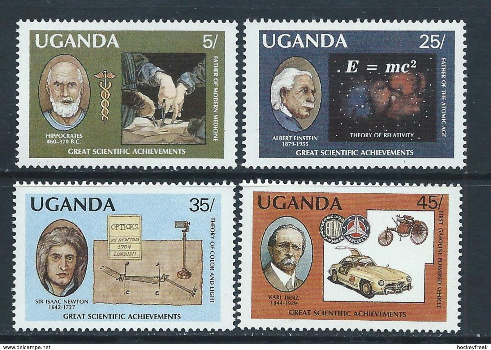 Uganda 1987 - Great Scientific Discoveries SG596-599 MNH - Cat £10 SG2015 - Uganda (1962-...)