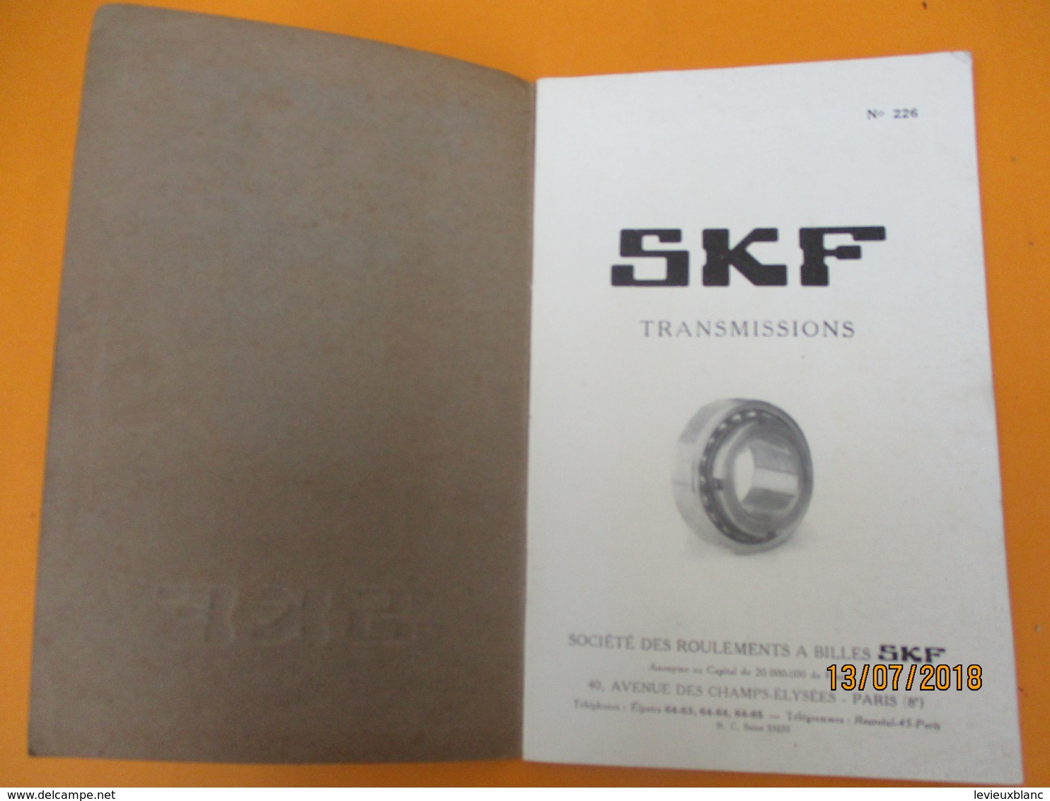 Catalogue/SKF Transmissions/ Société Des Roulements à Billes SKF/BOIS COLOMBES/ Seine/ Vers 1920-1930             CAT229 - Otros & Sin Clasificación