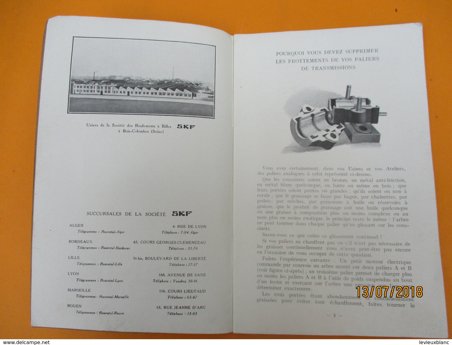 Catalogue/SKF Transmissions/ Société Des Roulements à Billes SKF/BOIS COLOMBES/ Seine/ Vers 1920-1930             CAT229 - Otros & Sin Clasificación