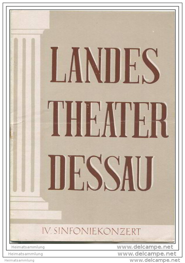 Landestheater Dessau - Spielzeit 1956/57 Nummer 20 - IV. Sinfoniekonzert - Professor Erik Then-Bergh - Gerhard Peschel - Teatro & Danza