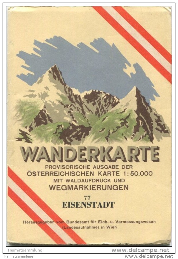77 Eisenstadt 1952 - Wanderkarte Mit Umschlag - Provisorische Ausgabe Der Österreichischen Karte 1:50.000 - Herausgegebe - Landkarten