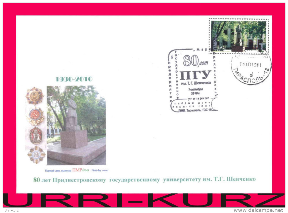 TRANSNISTRIA 2010 Famous People Ukraine Poet & Artist Taras Shevchenko Monument FDC Mint - Monuments