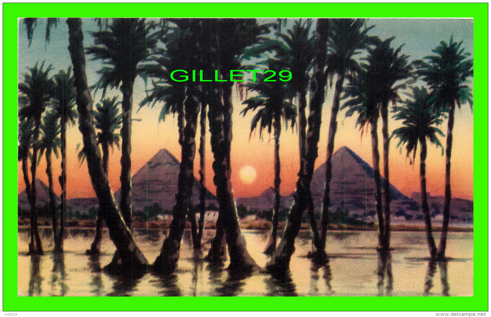 LE CAIRE, EGYPTE - SUNSET NEAR PYRAMIDS -  LENHNERT &amp; LANDROCK - - Le Caire