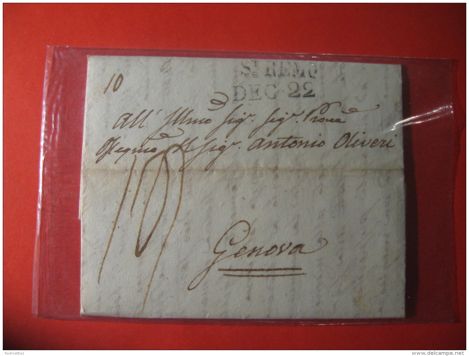 LETTERA  PREFILATELICA  DA SAN REMO AD ALESSANDRIA   CON TESTO 1819  E - 343 - ...-1850 Préphilatélie