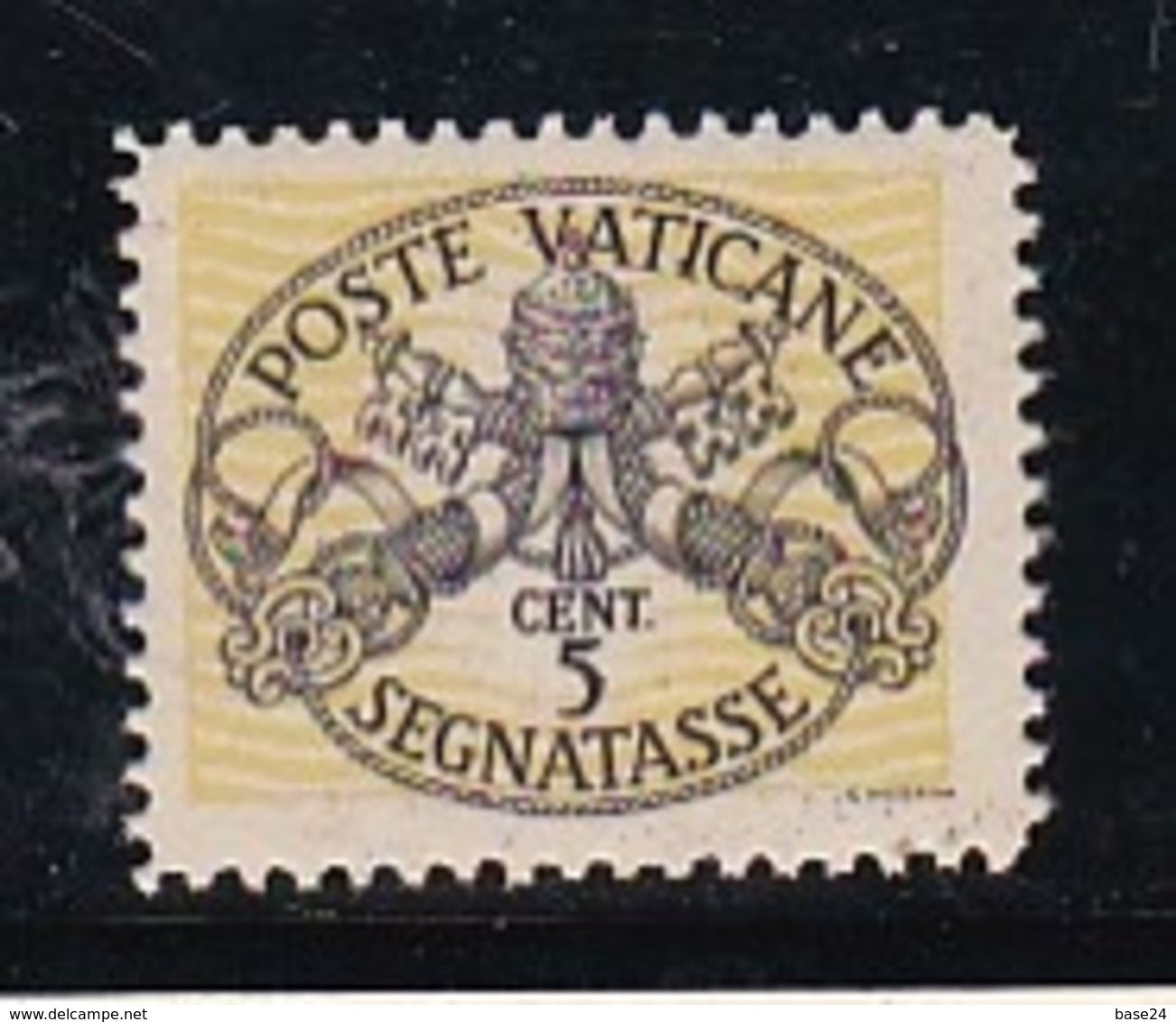 1946 Vaticano Vatican SEGNATASSE  POSTAGE DUE 5c Righe Larghe Carta Bianca MNH** Firm.Biondi - Segnatasse