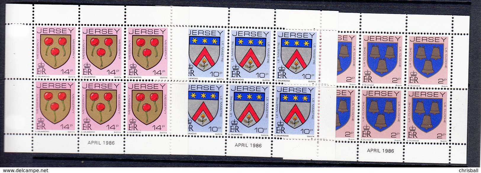 Jersey Booklet Panes 2p 10p & 14p - Dated April 1986 - Unmounted Mint NHM - Jersey