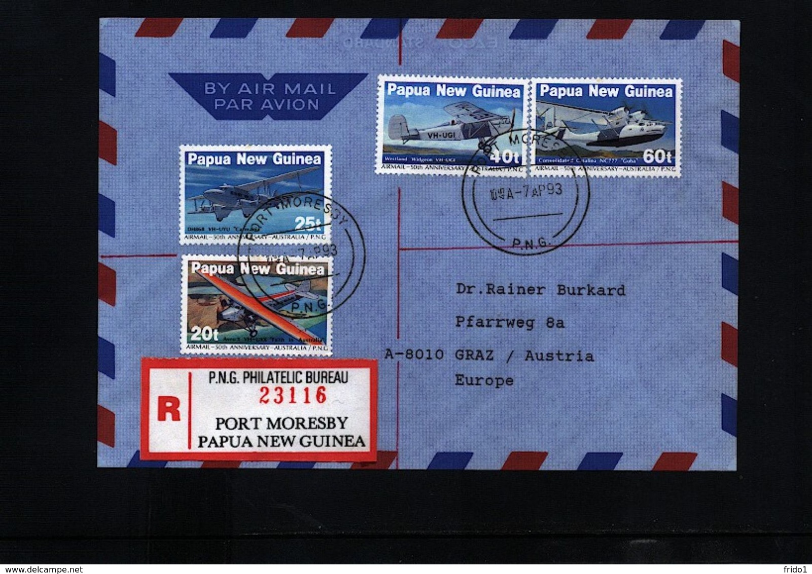 Papua New Guinea 1993 Interesting Airmail Registered Letter - Papouasie-Nouvelle-Guinée