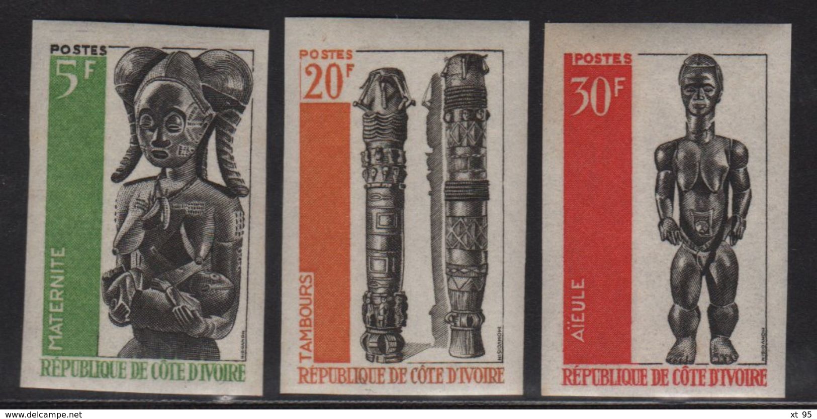 Cote D Ivoire - N°244-246-247 Non Denteles ** - Festival Des Arts Negres - Côte D'Ivoire (1960-...)