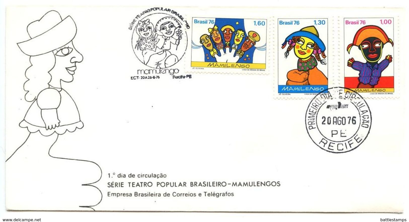 Brazil 1976 Scott 1469-1471 FDC Mamulengo Puppet Show - FDC