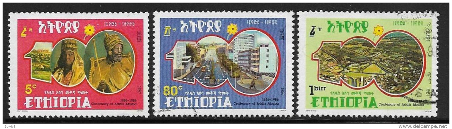 Ethiopia Scott # 1193,1195-6 Used 100, Views, 1987 - Etiopia