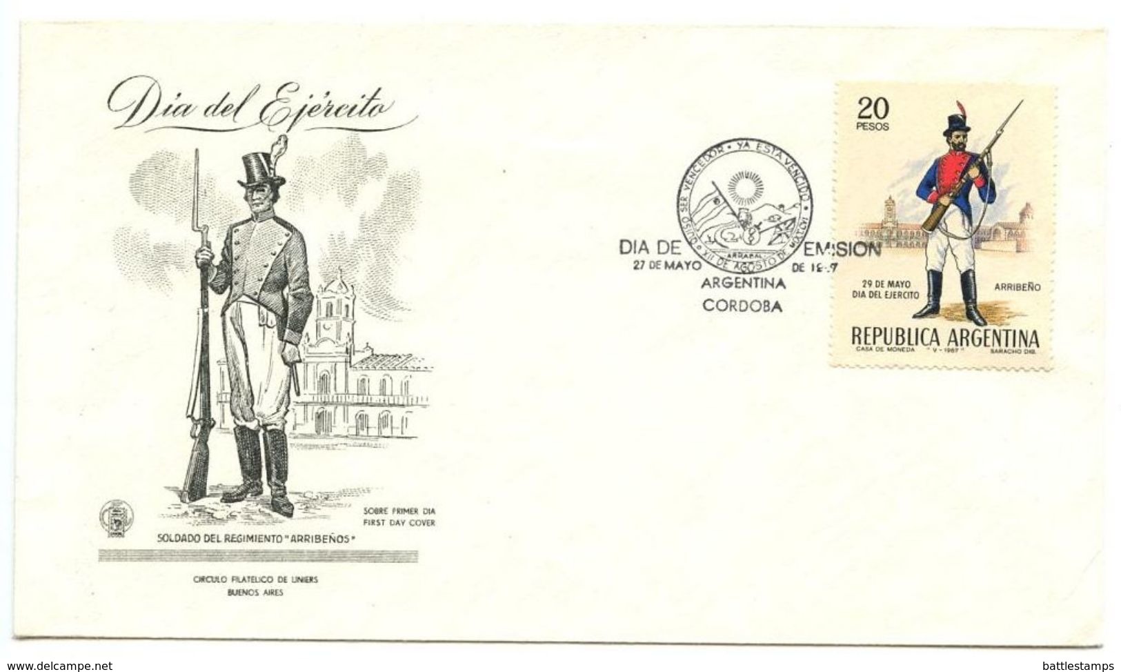 Argentina 1967 Scott 838 FDC Army Day - Highlander Soldier - FDC