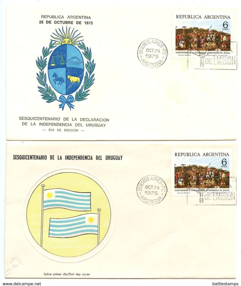 Argentina 1975 Scott 1074 2 FDCs Sesquicentennial Of Uruguay’s Declaration Of Independence - FDC