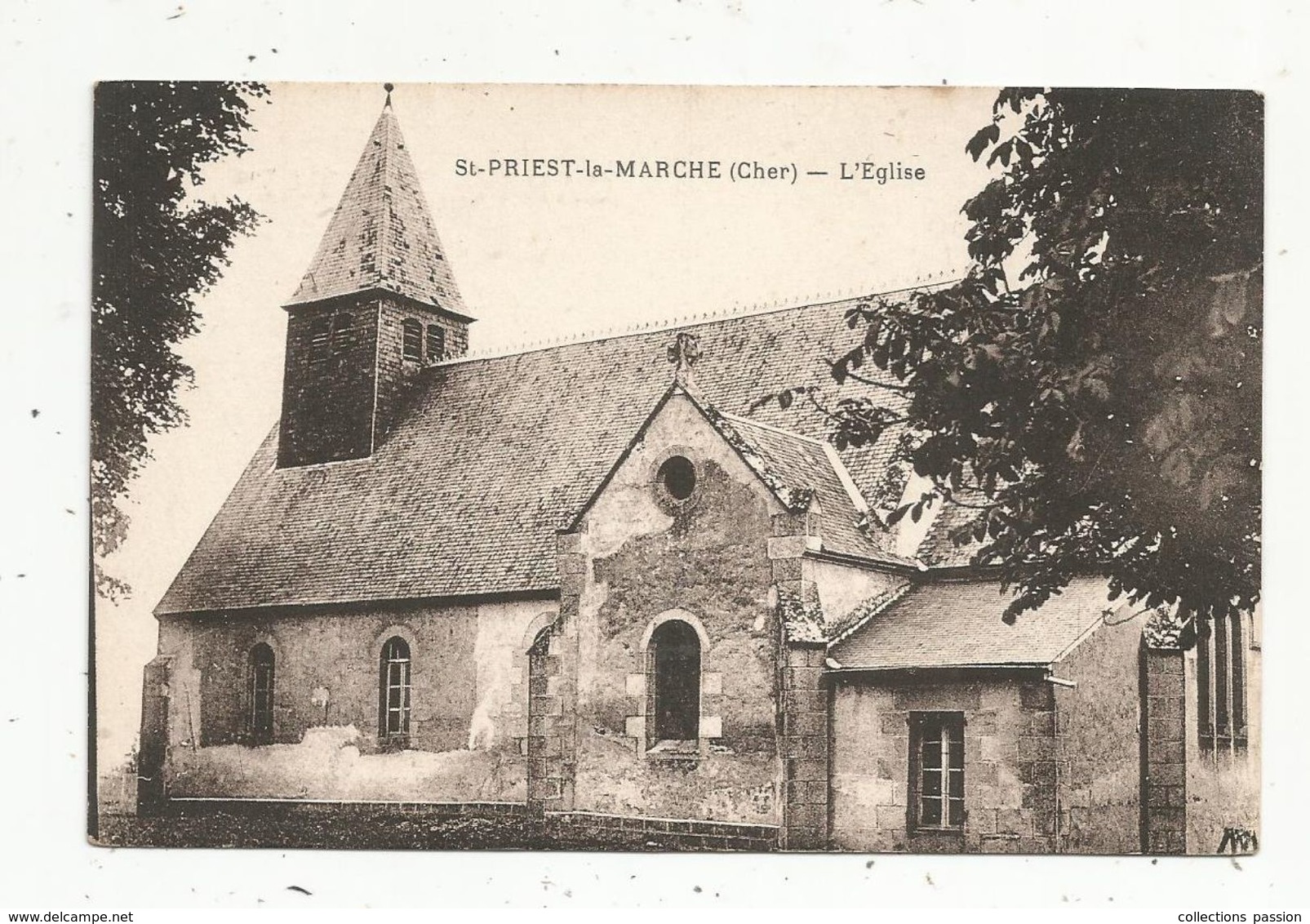 Cp, 18 , SAINT PRIEST LA MARCHE, L'église , Vierge - Autres & Non Classés