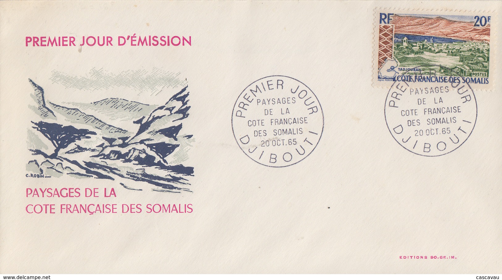 Enveloppe  FDC  1er  Jour  COTE  FRANCAISE  Des   SOMALIS    Paysages   1965 - Otros & Sin Clasificación