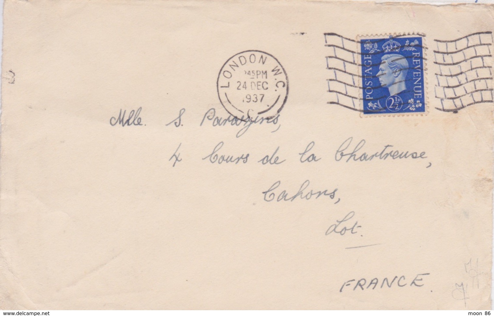 1937 - GRANDE BRETAGNE - FLAMME LONDON SUR TIMBRE ROI - Storia Postale