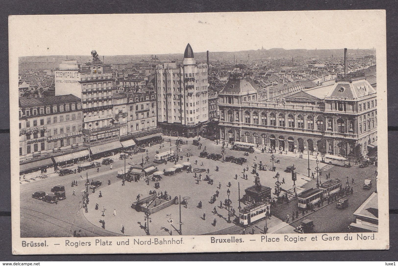 BELGIUM ,   BRUXELLES   , Rogiers Platz Und Nord Bahnhof  ,  OLD POSTCARD - Chemins De Fer, Gares