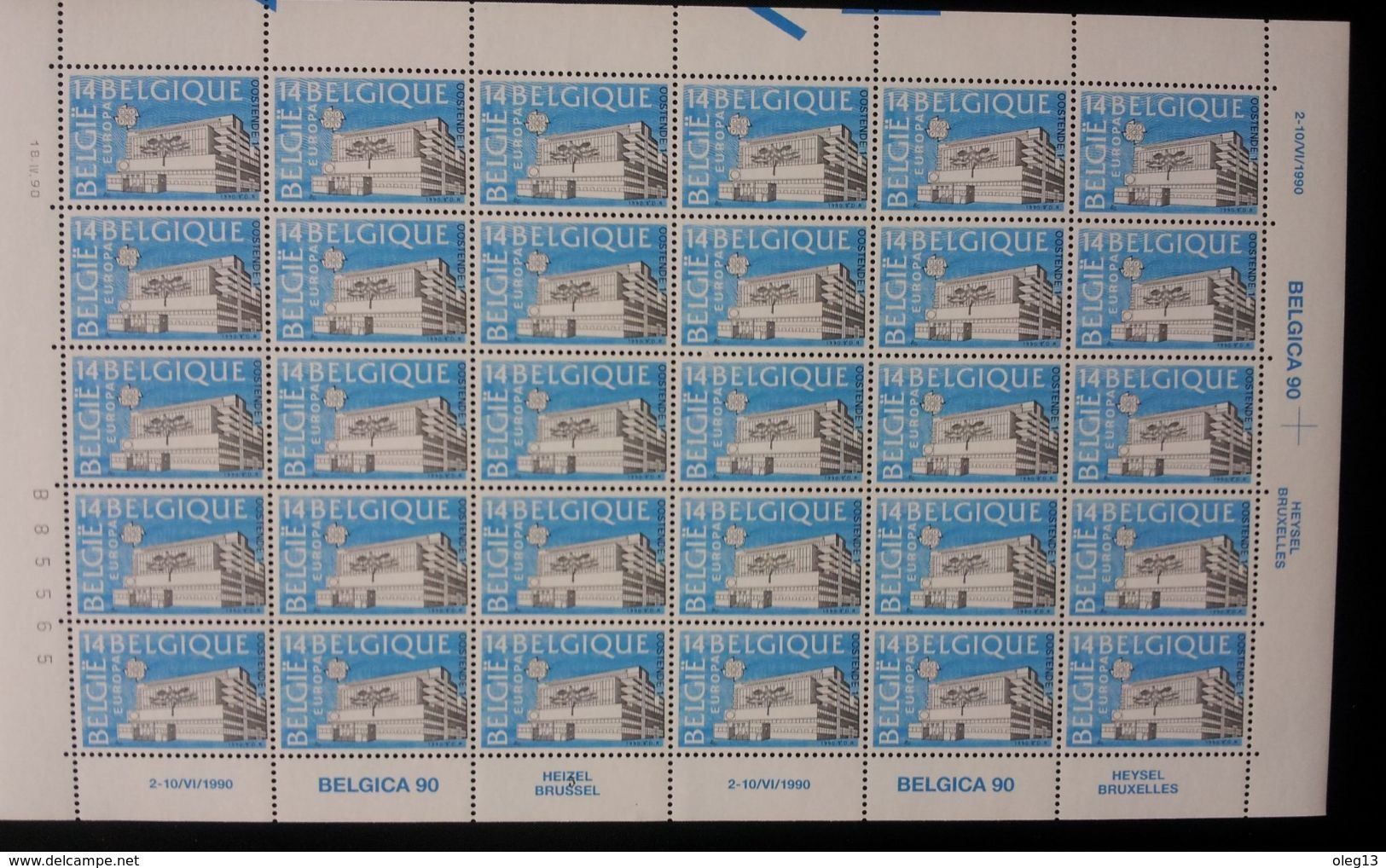 1990 Belgium .  Europa CEPT.   Full Sheets Set  ** - 1990