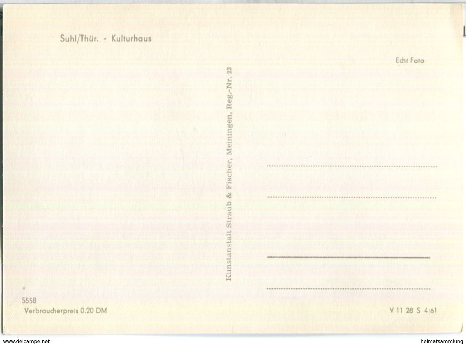 Suhl - Kulturhaus - Verlag Straub & Fischer Meiningen 1961 - Suhl