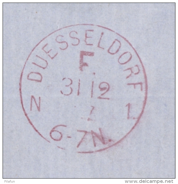 Nederland - 1868 - 1,5 Cent Drukwerkstempel Amsterdam Op Circulaire Met Voorafstempeling Uit Duesseldorf / Deutschland - ...-1852 Voorlopers