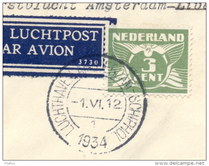 Nederland - 1934 - First Flight AMSTERDAM Naar LIVERPOOL - Contrary To Regulations - VH-A 115c - Brieven En Documenten