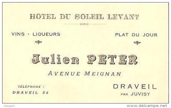 Carton PUB - DAVREIL - Ets PETER Julien - HOTEL Du SOLEIL LEVANT - Avenue Meignan - Carte De Visite - Visiting Cards
