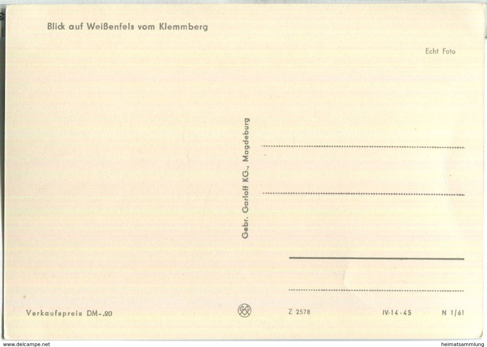 Weissenfels - Blick Vom Klemmberg - Foto-AK Grossformat - Verlag Gebr. Garolff KG Magdeburg 60er Jahre - Weissenfels