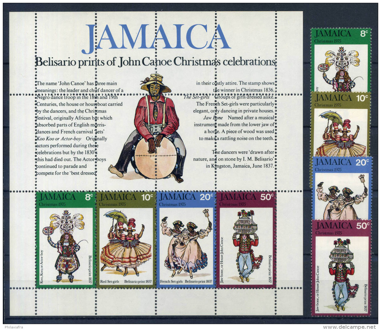 Jamaïque 1975 Mi. 402-405 Bl 9 Neuf ** 100% Noël, Danseuse, Culture - Jamaique (1962-...)