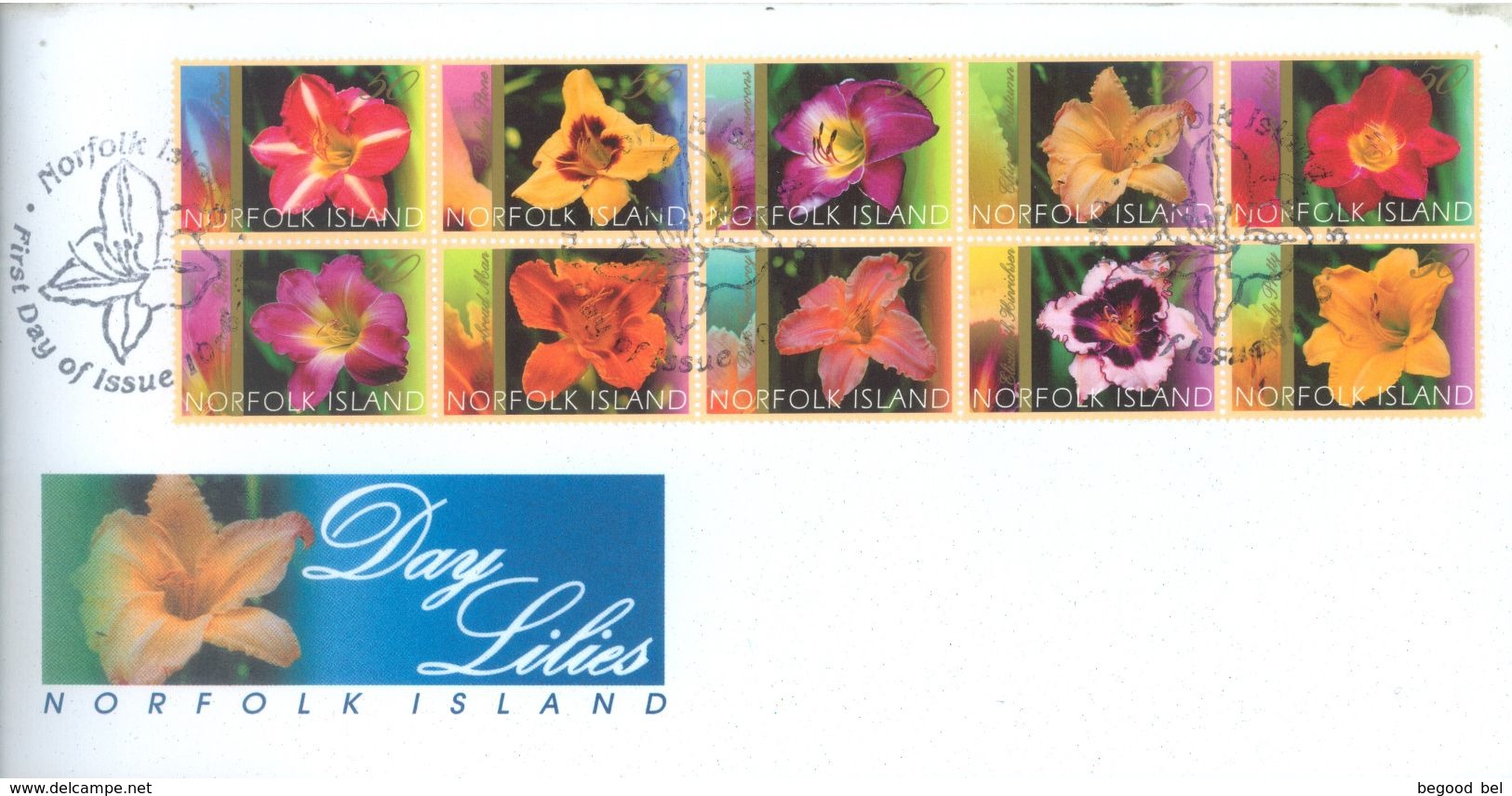 NORFOLK ISLAND - FDC - 10.6.2003 - DAY LILIES  - Yv 776-785 ASC 824a - Lot 17488 - Ile Norfolk